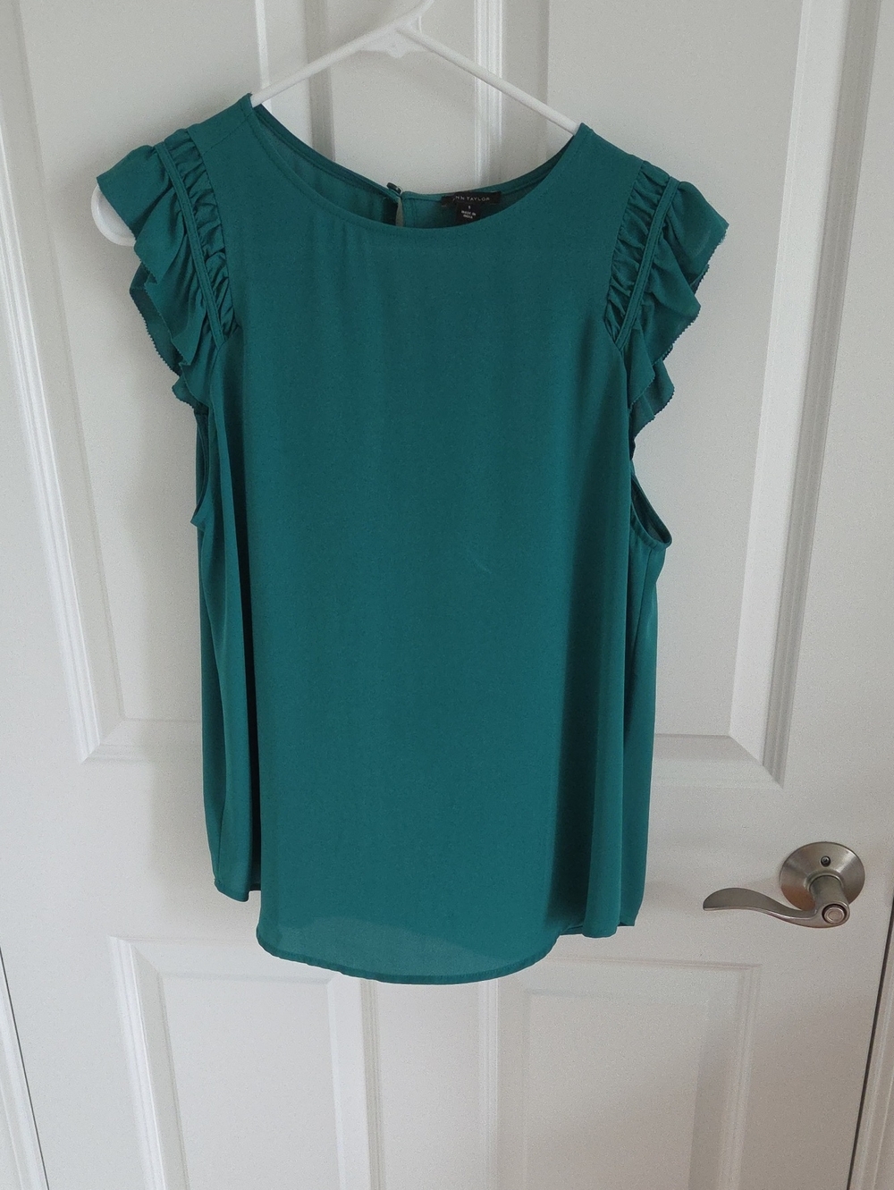 Ann Taylor Teal Ruffle Sleeve Women's Top